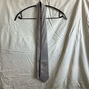 Hardy Amies Silver With Red 55” London 100% Silk Neck Tie